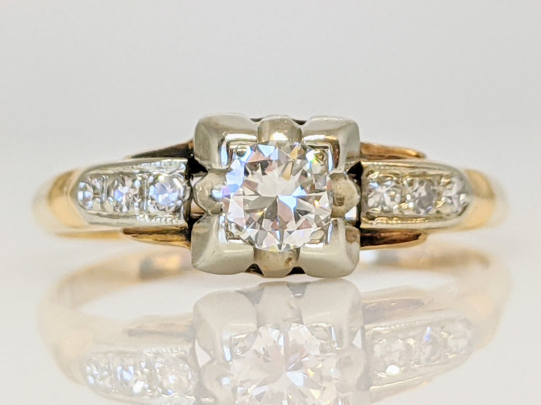 14K .26 CARAT TOTAL WEIGHT SI1 H ROUND DIAMOND (7) VINTAGE ESTATE RING 5.0 GRAMS