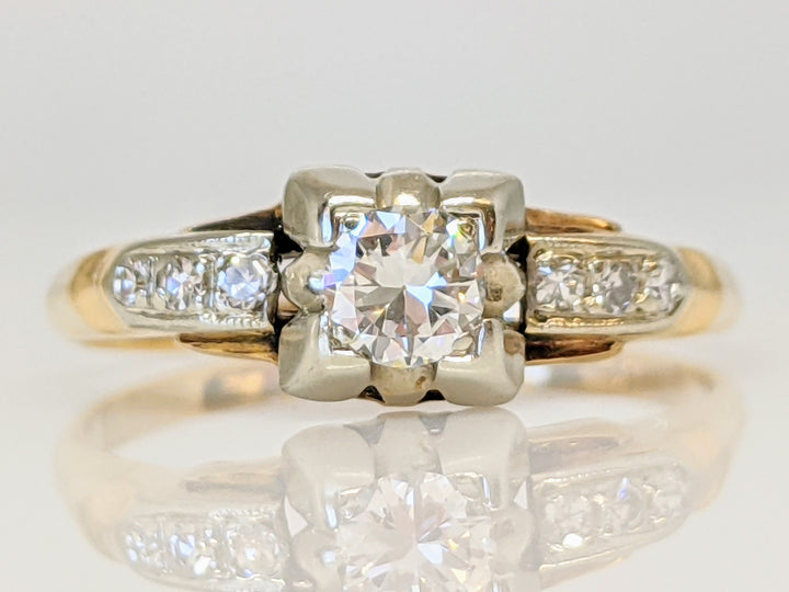 14K .26 CARAT TOTAL WEIGHT SI1 H ROUND DIAMOND (7) VINTAGE ESTATE RING 5.0 GRAMS