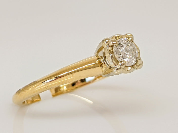 14K .35 CARAT TOTAL I2 H ROUND DIAMOND ILLUSION HEAD SOLITAIRE ESTATE RING 2.6 GRAMS