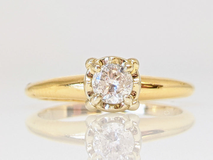 14K .35 CARAT TOTAL I2 H ROUND DIAMOND ILLUSION HEAD SOLITAIRE ESTATE RING 2.6 GRAMS