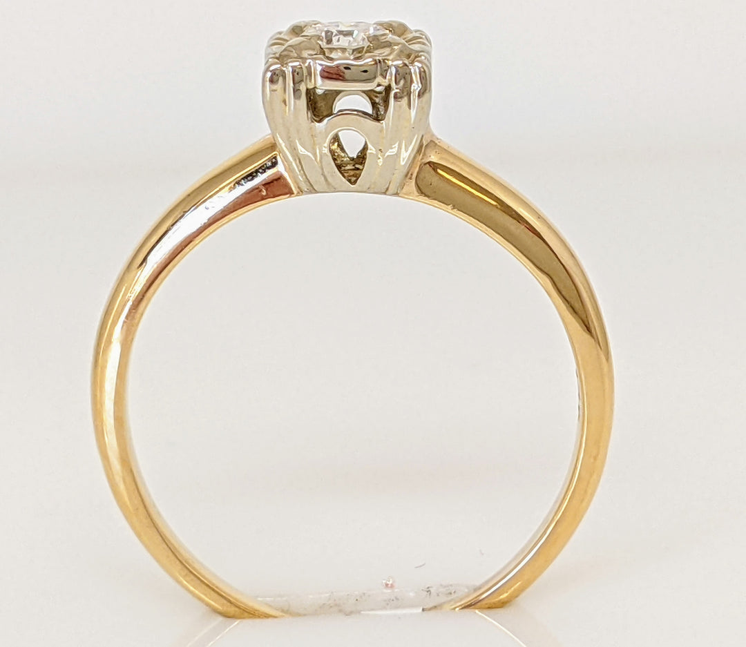 14K .16 CARAT TOTAL SI1 G ROUND DIAMOND BOXHEAD ILLUSION SOLITAIRE ESTATE RING 2.6 GRAMS