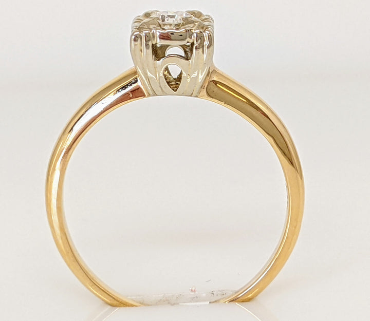 14K .16 CARAT TOTAL SI1 G ROUND DIAMOND BOXHEAD ILLUSION SOLITAIRE ESTATE RING 2.6 GRAMS