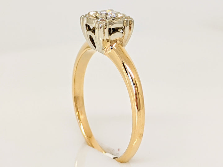 14K .16 CARAT TOTAL SI1 G ROUND DIAMOND BOXHEAD ILLUSION SOLITAIRE ESTATE RING 2.6 GRAMS