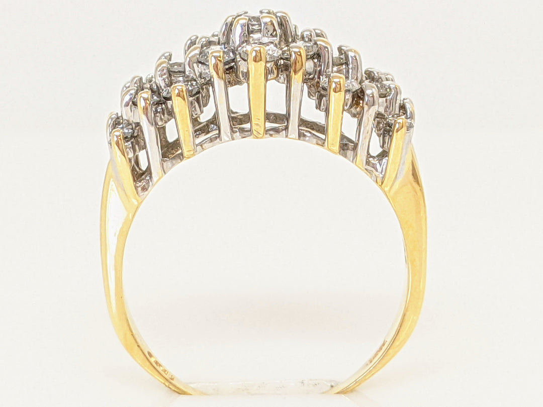 14K .98 CARAT TOTAL WEIGHT I1 H DIAMOND ROUND (23) CLUSTER ESTATE RING 4.6 GRAMS