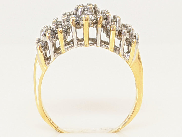 14K .98 CARAT TOTAL WEIGHT I1 H DIAMOND ROUND (23) CLUSTER ESTATE RING 4.6 GRAMS