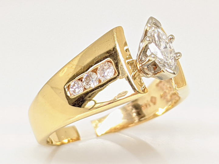 14K .33 CARAT TOTAL WEIGHT MARQUISE WITH (6) ROUND MELEE ESTATE RING 4.8 GRAMS