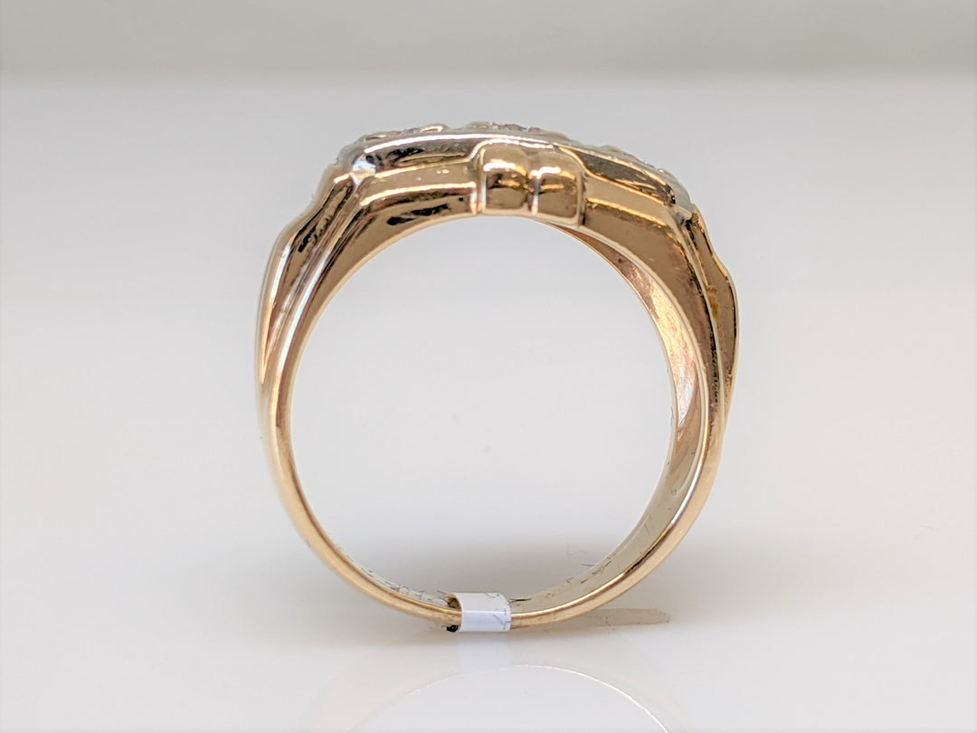 14K .90 CARAT TOTAL WEIGHT SI1-SI2 H-I DIAMOND ROUND (3) SQUARE TOP ESTATE RING 7.6 GRAMS