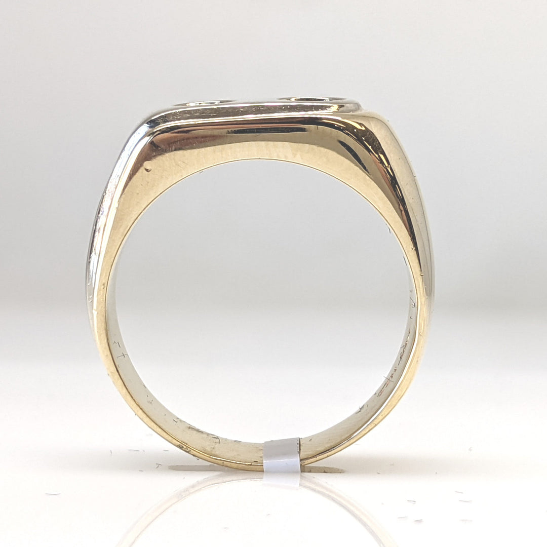 14K .45 CARAT TOTAL WEIGHT SI2 H DIAMOND ROUND (3) ESTATE BEZEL RING 8.8 GRAMS