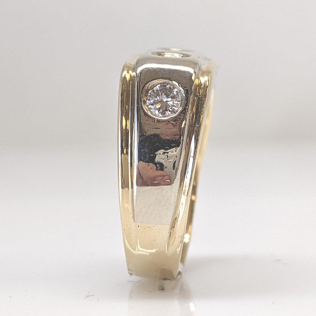 14K .45 CARAT TOTAL WEIGHT SI2 H DIAMOND ROUND (3) ESTATE BEZEL RING 8.8 GRAMS