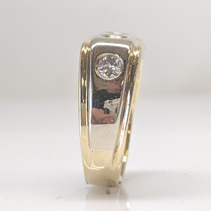 14K .45 CARAT TOTAL WEIGHT SI2 H DIAMOND ROUND (3) ESTATE BEZEL RING 8.8 GRAMS