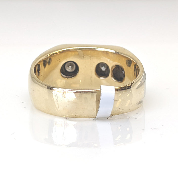 14K .45 CARAT TOTAL WEIGHT SI2 H DIAMOND ROUND (3) ESTATE BEZEL RING 8.8 GRAMS