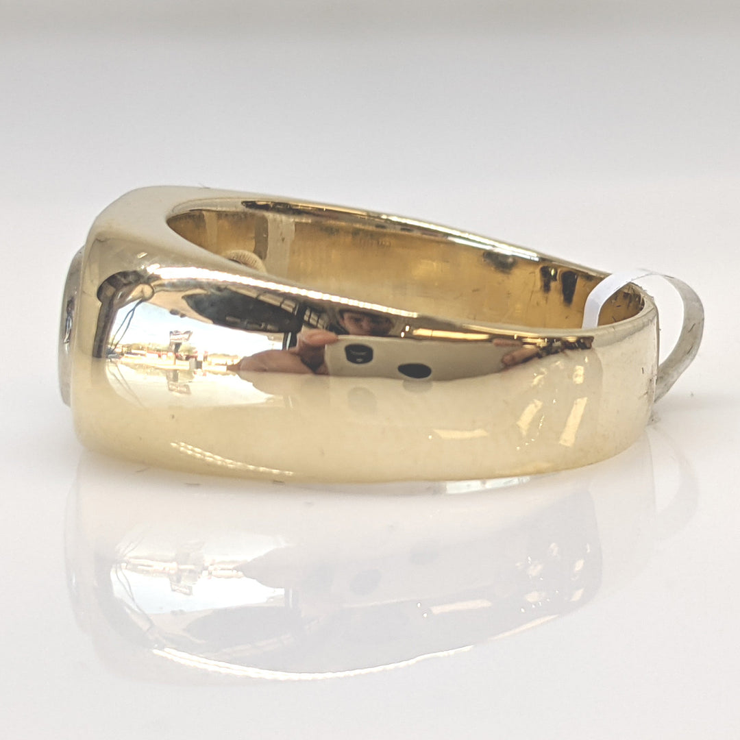 14K .45 CARAT TOTAL WEIGHT SI2 H DIAMOND ROUND (3) ESTATE BEZEL RING 8.8 GRAMS