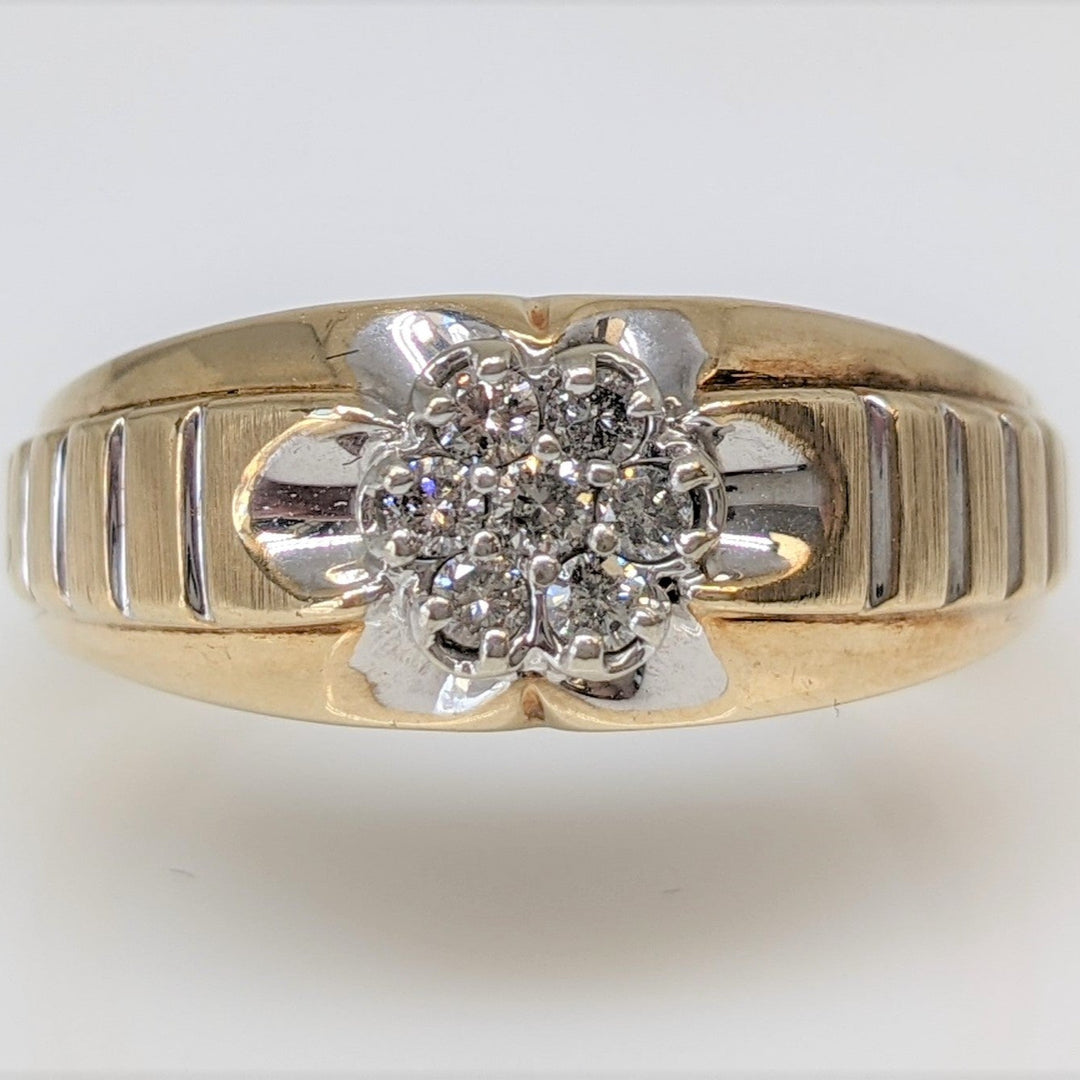 10K .21 CARAT TOTAL WEIGHT I1 H DIAMOND ROUND (7) CLUSTER ESTATE RING 8.6 GRAMS