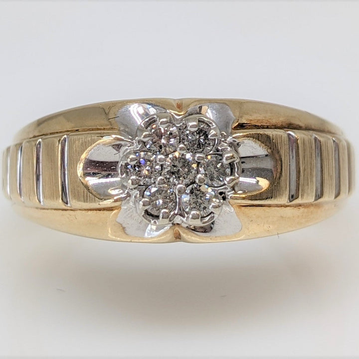 10K .21 CARAT TOTAL WEIGHT I1 H DIAMOND ROUND (7) CLUSTER ESTATE RING 8.6 GRAMS