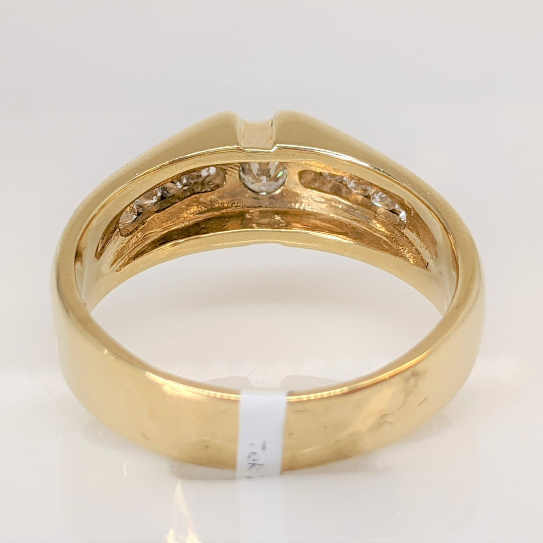 14K .58 CARAT TOTAL WEIGHT SI2 I DIAMOND ROUND (9) BEZEL CENTER ESTATE RING 9.4 GRAMS