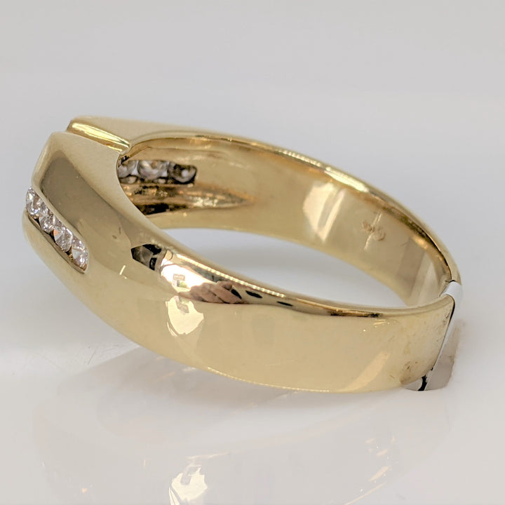 14K .58 CARAT TOTAL WEIGHT SI2 I DIAMOND ROUND (9) BEZEL CENTER ESTATE RING 9.4 GRAMS