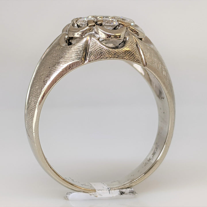 14K WHITE 1.00 CARAT TOTAL WEIGHT I1 G DIAMOND ROUND (7) CLUSTER ESTATE RING 10.4 GRAMS