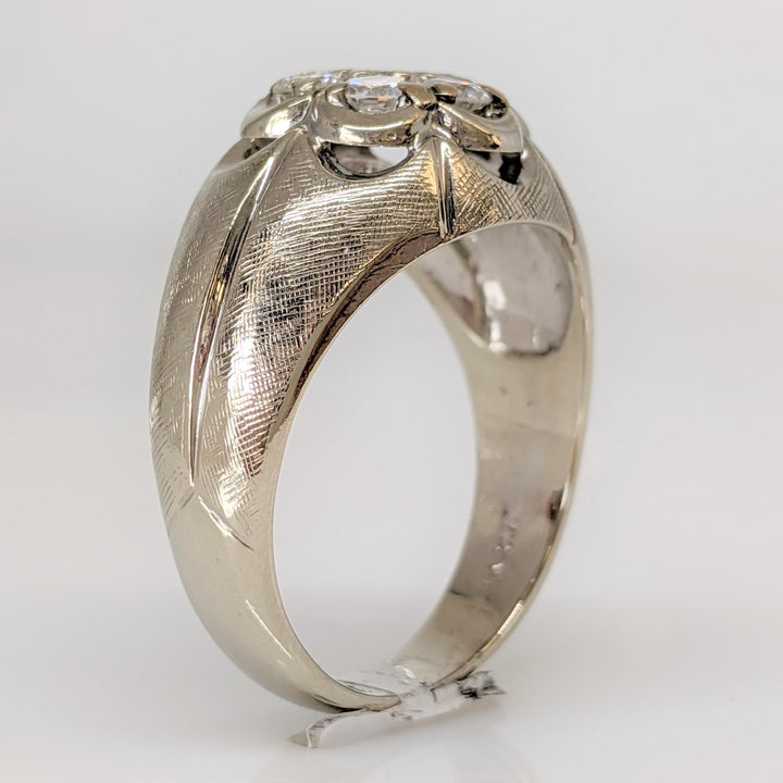 14K WHITE 1.00 CARAT TOTAL WEIGHT I1 G DIAMOND ROUND (7) CLUSTER ESTATE RING 10.4 GRAMS