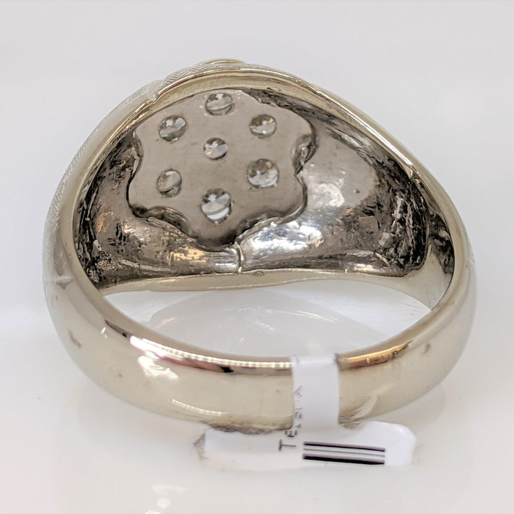 14K WHITE 1.00 CARAT TOTAL WEIGHT I1 G DIAMOND ROUND (7) CLUSTER ESTATE RING 10.4 GRAMS