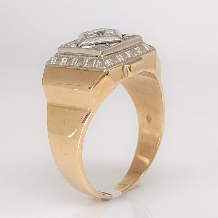14K TW0-TONE .56 CARAT TOTAL WEIGHT I1 I-M DIAMOND ROUND (5) SQUARE TOP ESTATE RING