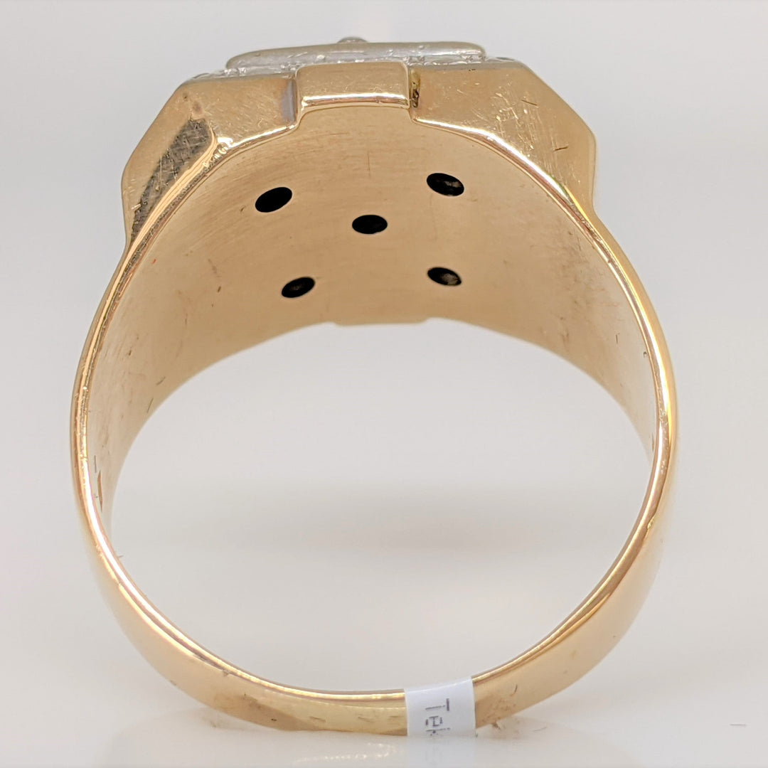 14K TW0-TONE .56 CARAT TOTAL WEIGHT I1 I-M DIAMOND ROUND (5) SQUARE TOP ESTATE RING