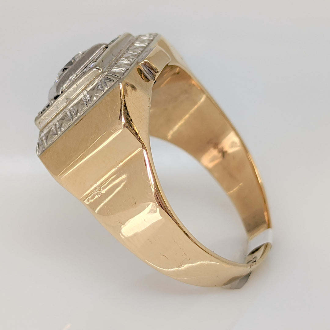 14K TW0-TONE .56 CARAT TOTAL WEIGHT I1 I-M DIAMOND ROUND (5) SQUARE TOP ESTATE RING