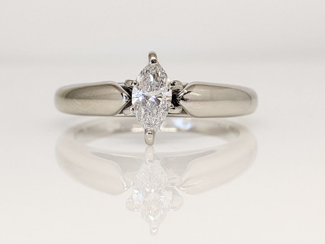 14K WHITE .38 CARAT TOTAL I1 F DIAMOND MARQUISE SOLITAIRE ESTATE RING 5.2 GRAMS