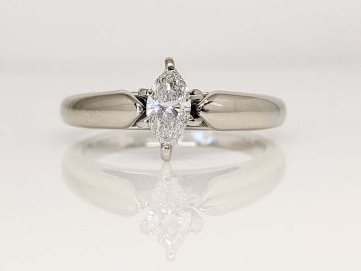 14K WHITE .38 CARAT TOTAL I1 F DIAMOND MARQUISE SOLITAIRE ESTATE RING 5.2 GRAMS