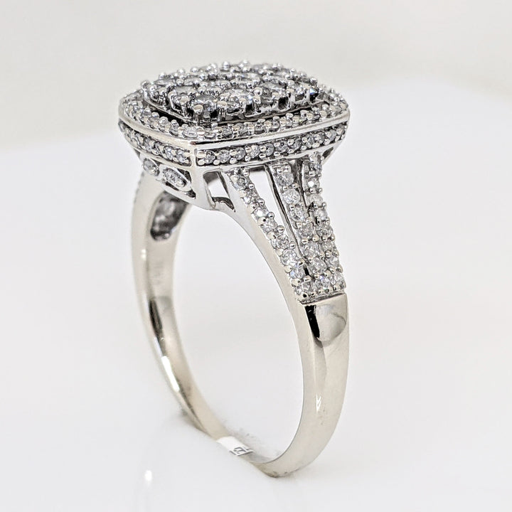 14K WHITE 1.51 CARAT TOTAL WEIGHT I1 G DIAMOND ROUND (156) HALO ESTATE RING 4.8 GRAMS