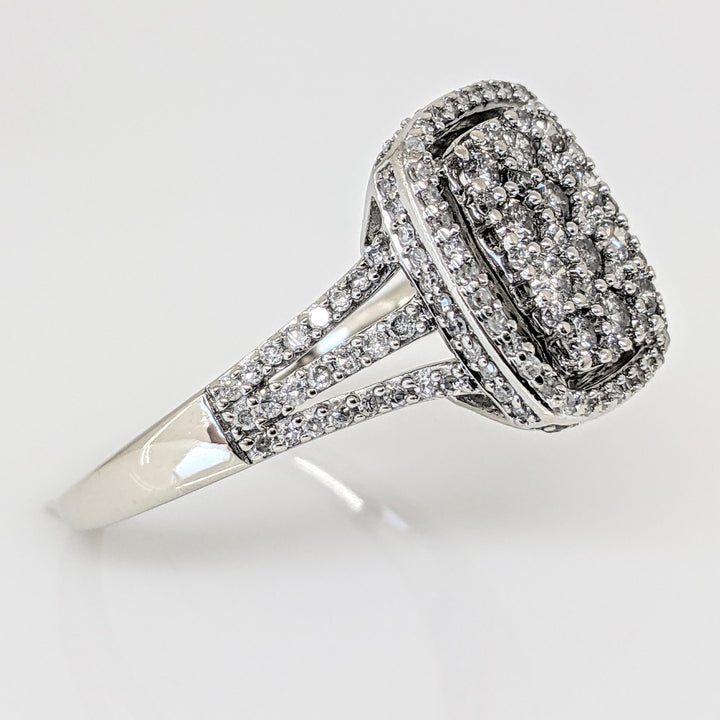 14K WHITE 1.51 CARAT TOTAL WEIGHT I1 G DIAMOND ROUND (156) HALO ESTATE RING 4.8 GRAMS