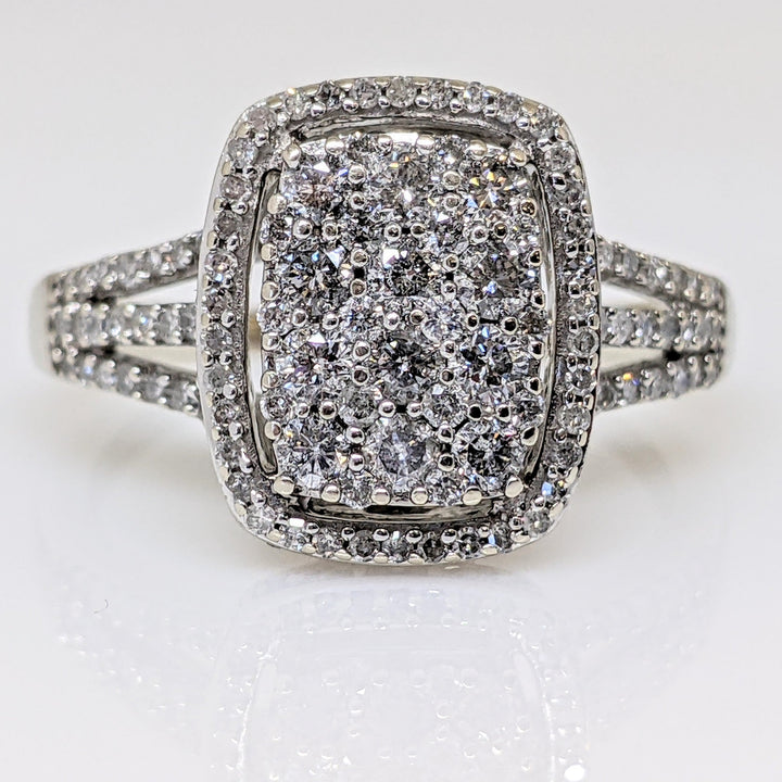 14K WHITE 1.51 CARAT TOTAL WEIGHT I1 G DIAMOND ROUND (156) HALO ESTATE RING 4.8 GRAMS