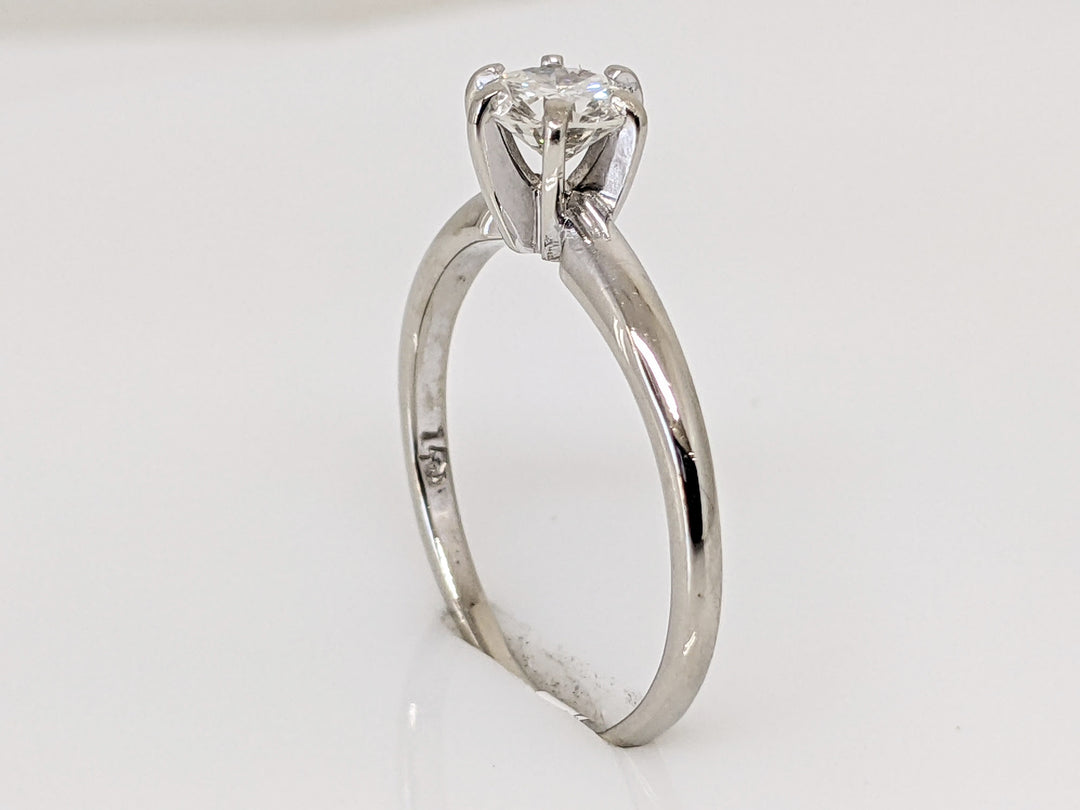 14K WHITE .41 CARAT TOTAL SI2 J DIAMOND ROUND SOLITAIRE ESTATE RING 1.9 GRAMS