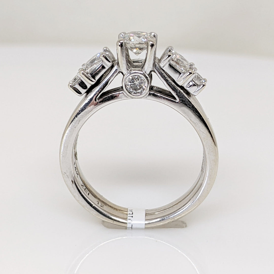 14K WHITE 1.00 CARAT TOTAL WEIGHT SI1 G DIAMOND ROUND (5) PRINCESS CUT (2) ESTATE RING 6.9 GRAMS