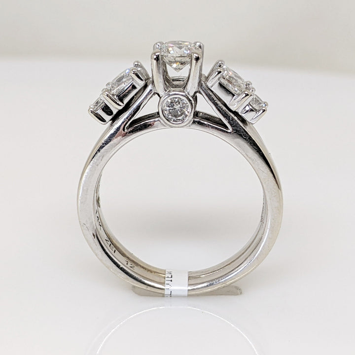 14K WHITE 1.00 CARAT TOTAL WEIGHT SI1 G DIAMOND ROUND (5) PRINCESS CUT (2) ESTATE RING 6.9 GRAMS