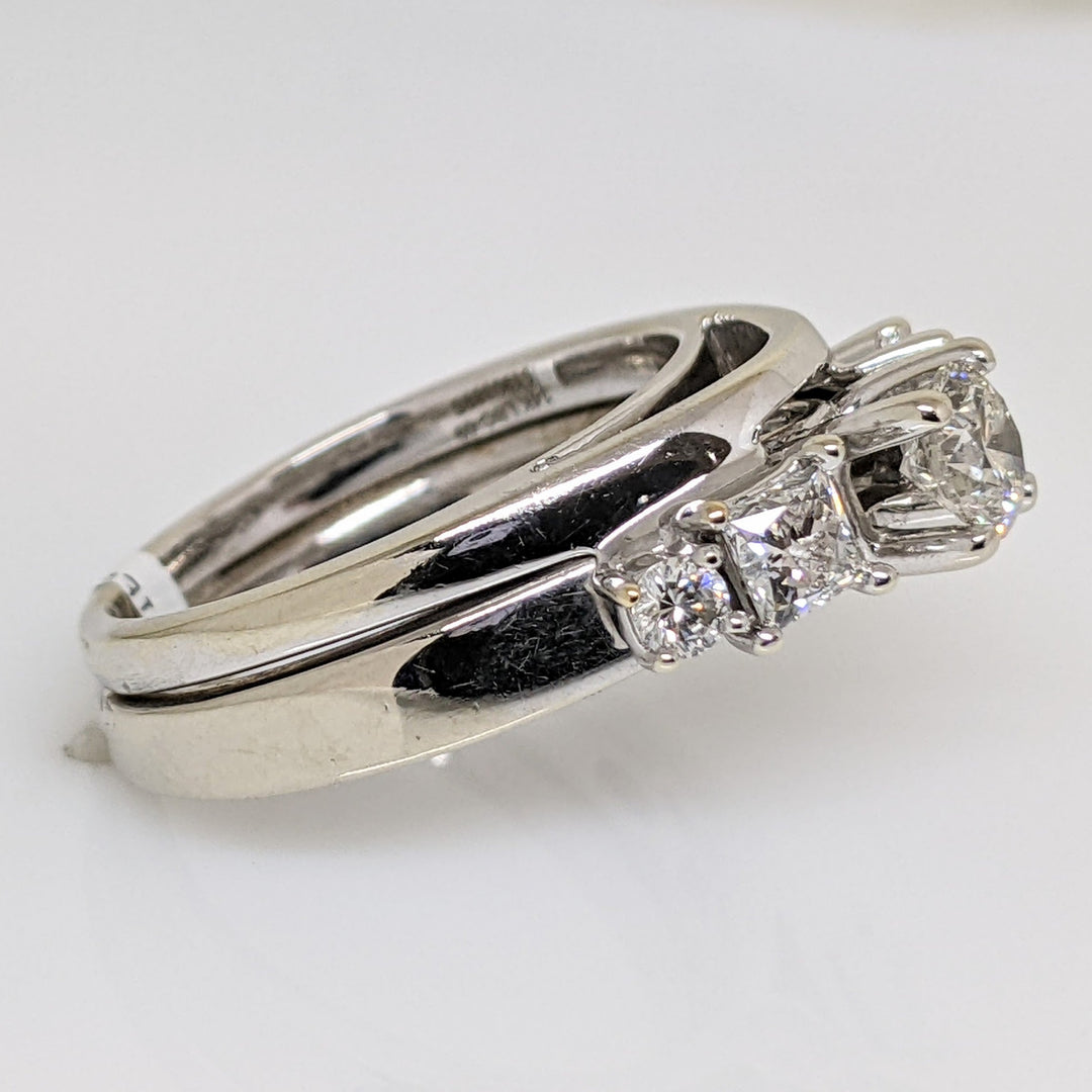 14K WHITE 1.00 CARAT TOTAL WEIGHT SI1 G DIAMOND ROUND (5) PRINCESS CUT (2) ESTATE RING 6.9 GRAMS