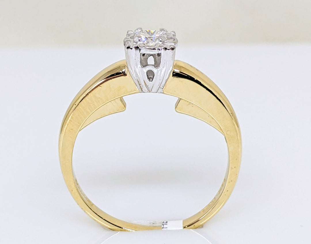 14K .20 CARAT TOTAL SI1 H DIAMOND ROUND SQUARE HEAD ESTATE RING 2.5 GRAMS