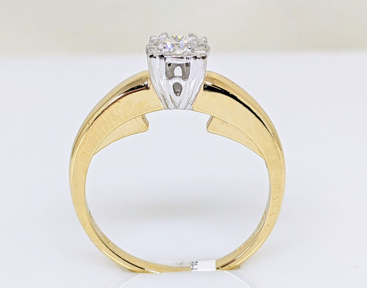 14K .20 CARAT TOTAL SI1 H DIAMOND ROUND SQUARE HEAD ESTATE RING 2.5 GRAMS