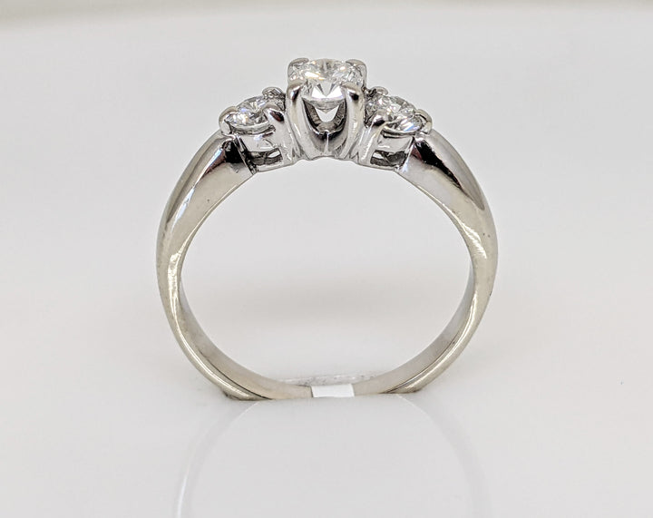 14K WHITE .44 CARAT TOTAL WEIGHT I1 F DIAMOND ROUND (3) TRINITY ESTATE RING 2.7 GRAMS