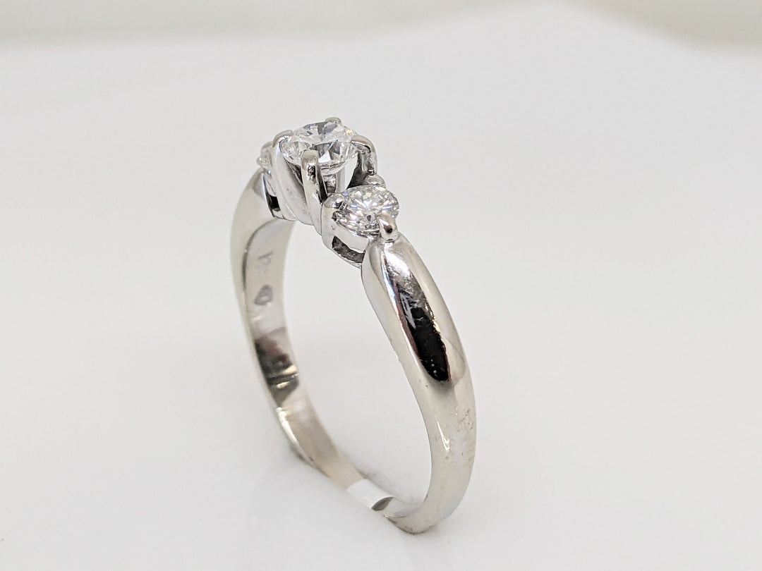 14K WHITE .44 CARAT TOTAL WEIGHT I1 F DIAMOND ROUND (3) TRINITY ESTATE RING 2.7 GRAMS