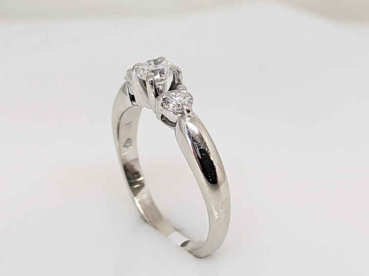 14K WHITE .44 CARAT TOTAL WEIGHT I1 F DIAMOND ROUND (3) TRINITY ESTATE RING 2.7 GRAMS