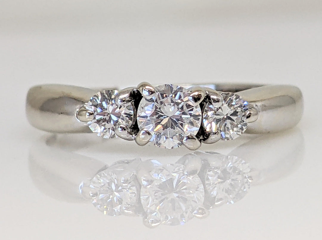 14K WHITE .44 CARAT TOTAL WEIGHT I1 F DIAMOND ROUND (3) TRINITY ESTATE RING 2.7 GRAMS