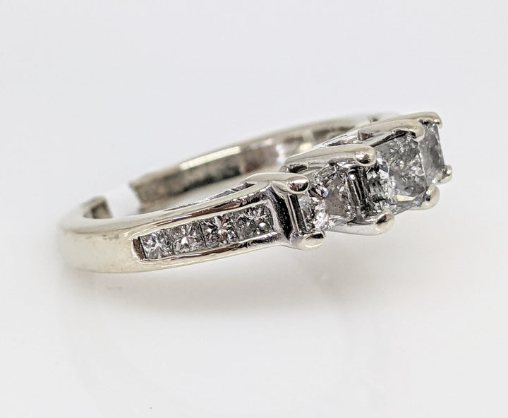 14K WHITE .93 CARAT TOTAL WEIGHT I1 H DIAMOND PRINCESS CUT (13) TRINITY ESTATE RING 3.6 GRAMS