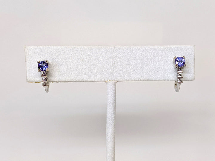 10KW TANZANITE ROUND 3.75MM WITH (6) MELEE ESTATE EARRINGS 1.9 GRAMS