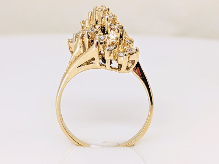 14K .57 CARAT TOTAL WEIGHT I1 J DIAMOND ROUND (19) CLUSTER ESTATE RING 4.2 GRAMS