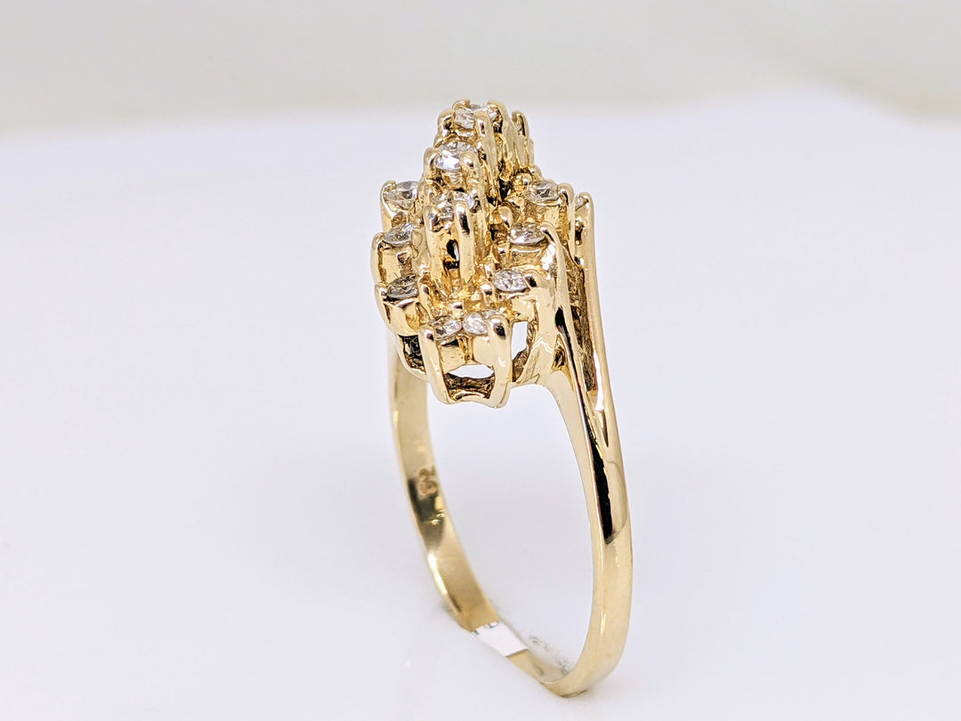 14K .57 CARAT TOTAL WEIGHT I1 J DIAMOND ROUND (19) CLUSTER ESTATE RING 4.2 GRAMS