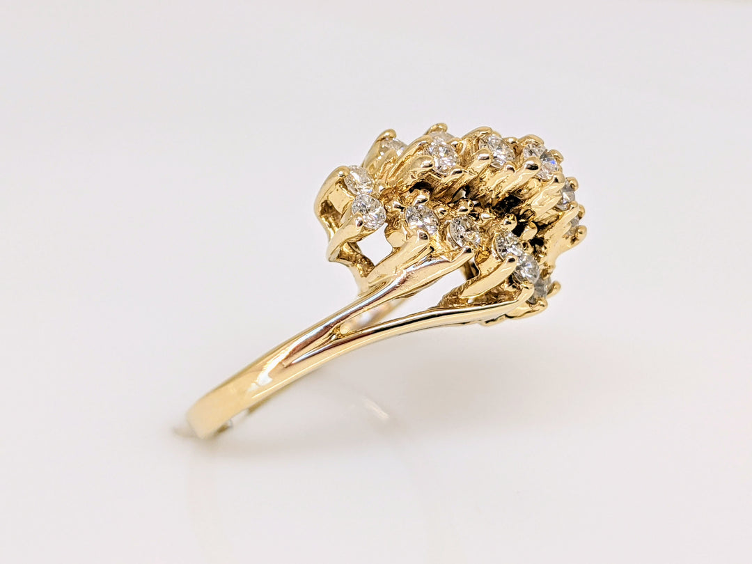 14K .57 CARAT TOTAL WEIGHT I1 J DIAMOND ROUND (19) CLUSTER ESTATE RING 4.2 GRAMS