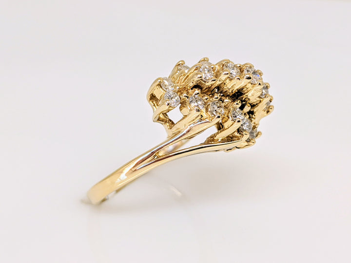 14K .57 CARAT TOTAL WEIGHT I1 J DIAMOND ROUND (19) CLUSTER ESTATE RING 4.2 GRAMS