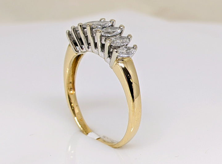 14K .99 CARAT TOTAL WEIGHT PROMOTIONAL DIAMOND MARQUISE (7) ESTATE RING 3.5 GRAMS