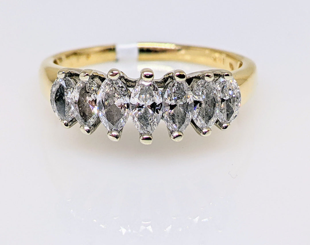 14K .99 CARAT TOTAL WEIGHT PROMOTIONAL DIAMOND MARQUISE (7) ESTATE RING 3.5 GRAMS