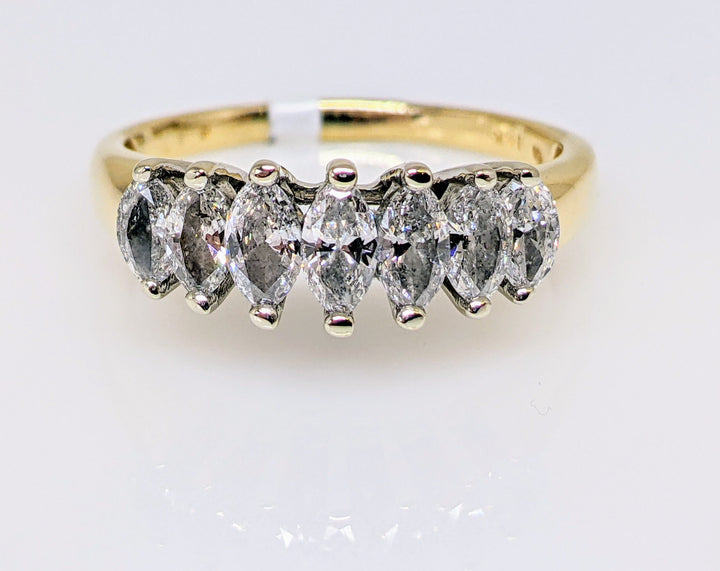 14K .99 CARAT TOTAL WEIGHT PROMOTIONAL DIAMOND MARQUISE (7) ESTATE RING 3.5 GRAMS